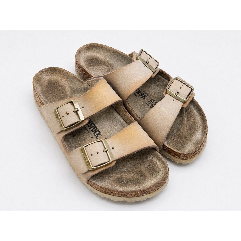 Birkenstock Arizona Sandals Beige Leather Double Strap Buckle EU 39 US 8